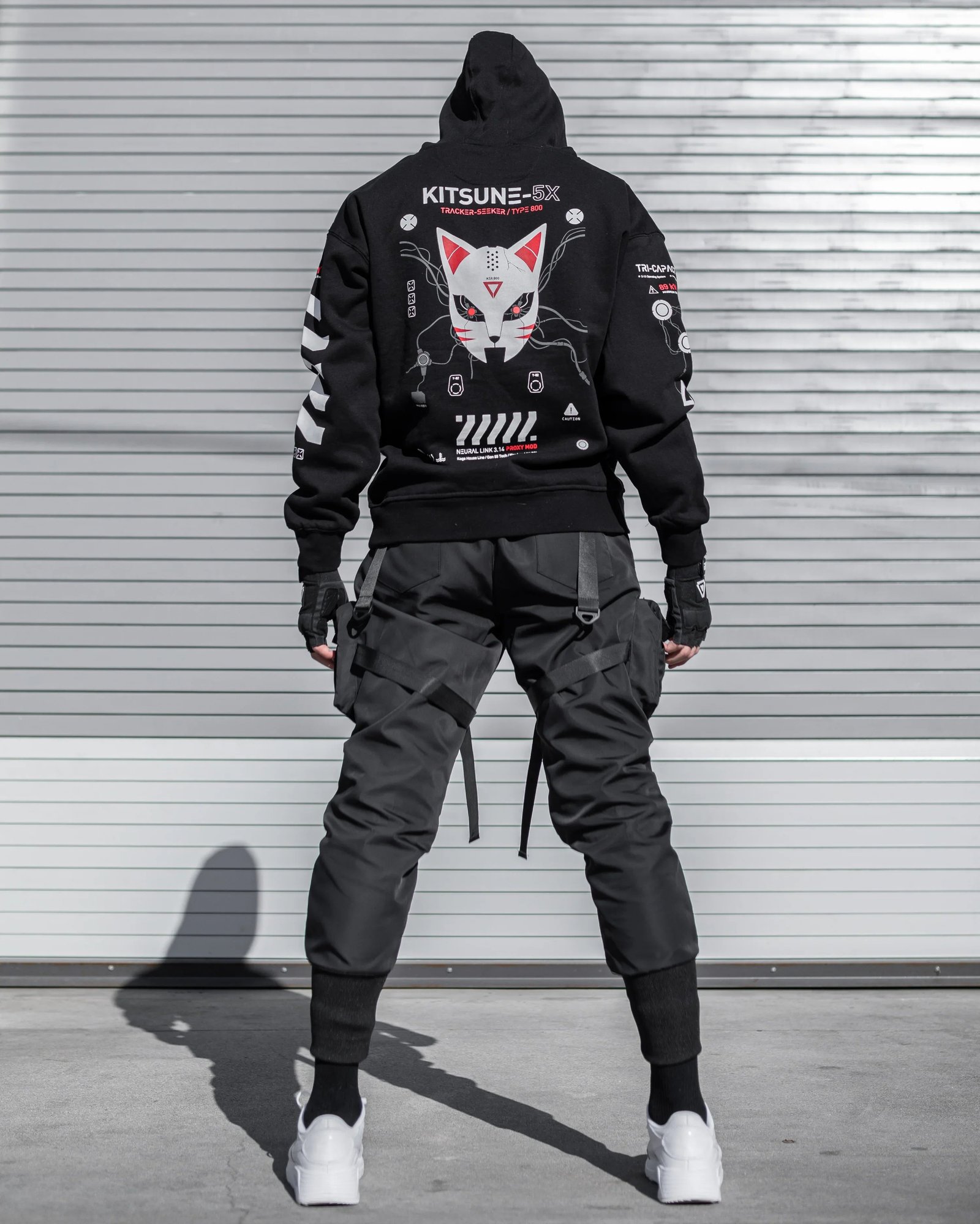Kitsune-5X RD Black Hoodie 7