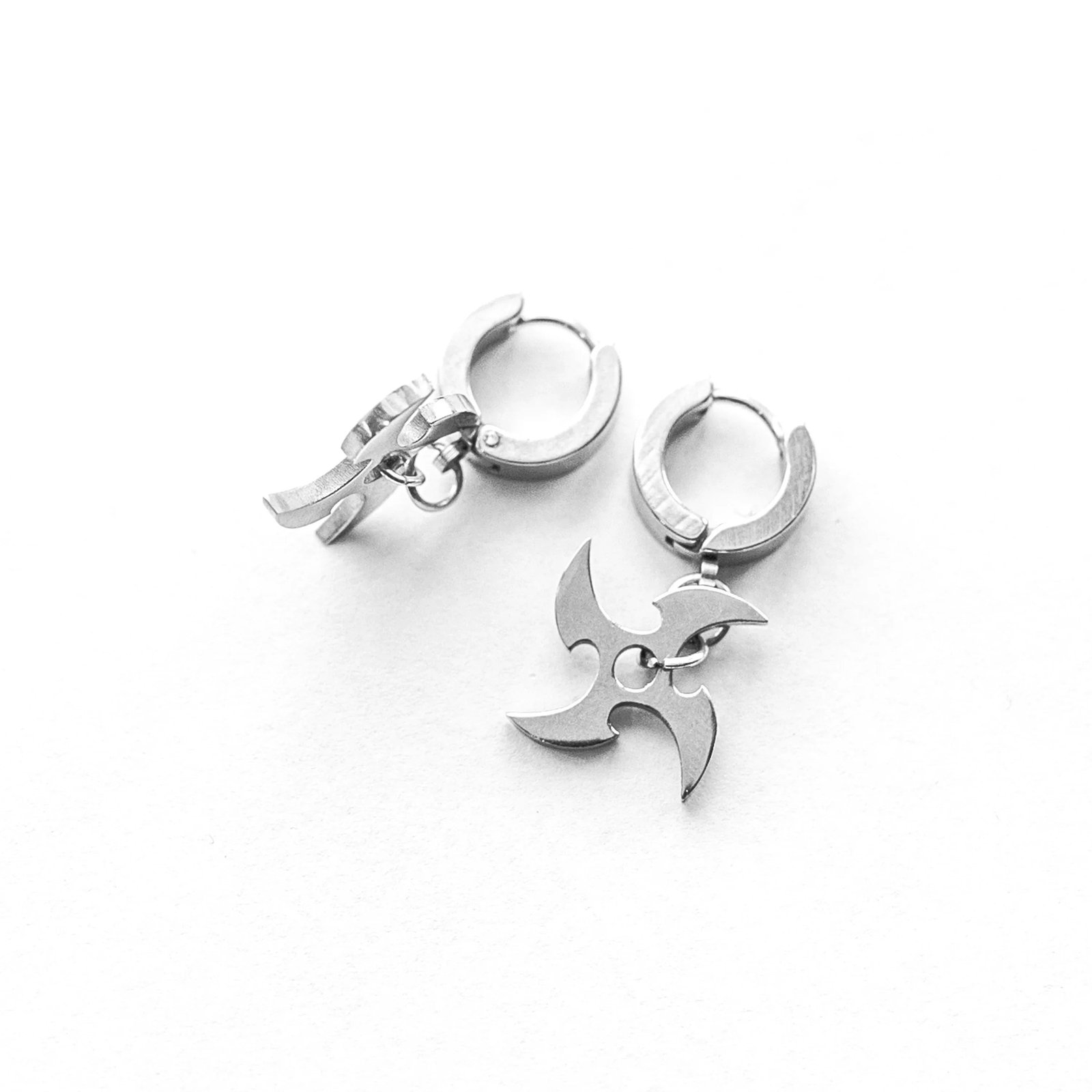 SRK-02A SS Shuriken Earrings 2