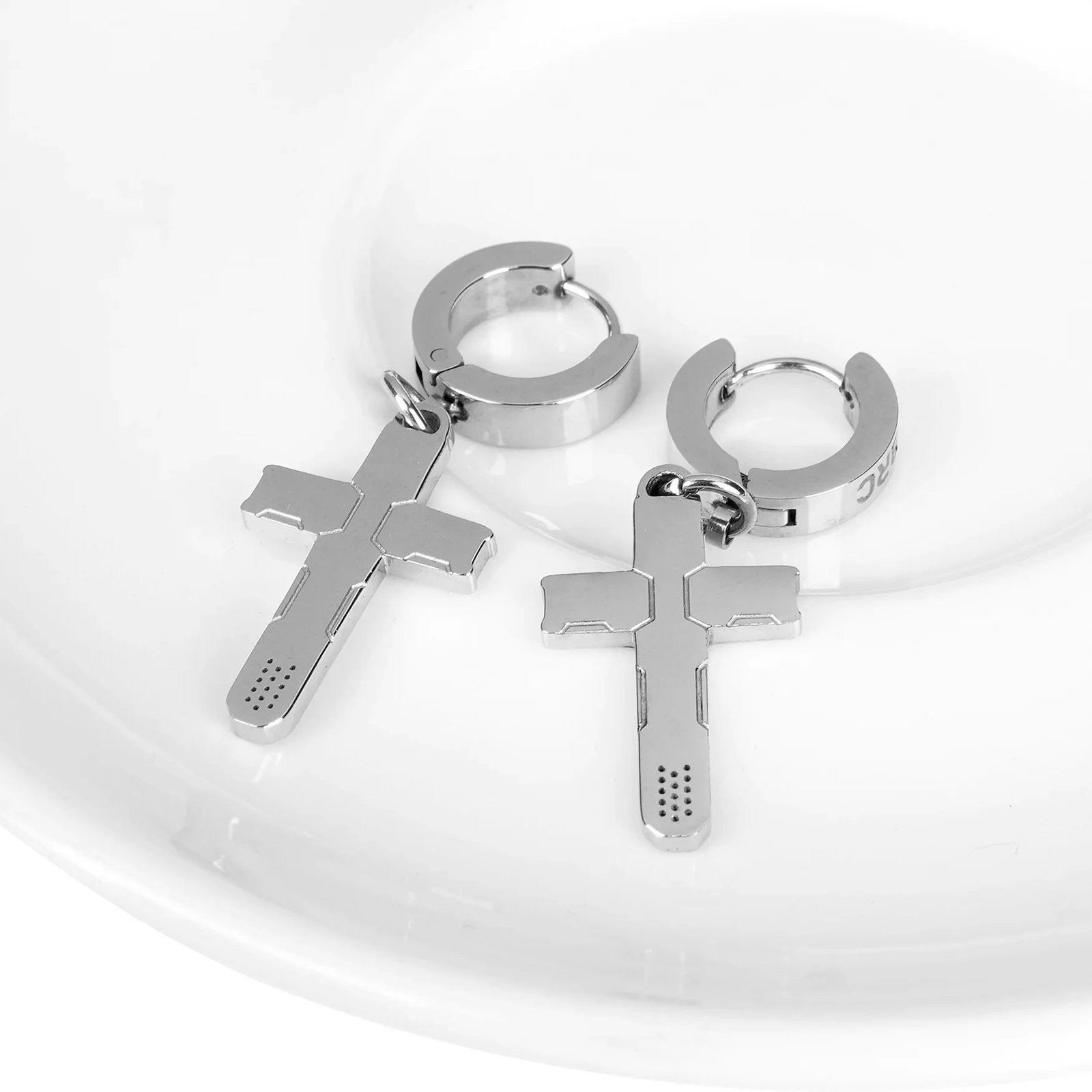 CRX-20 Steel Cross Earrings 3