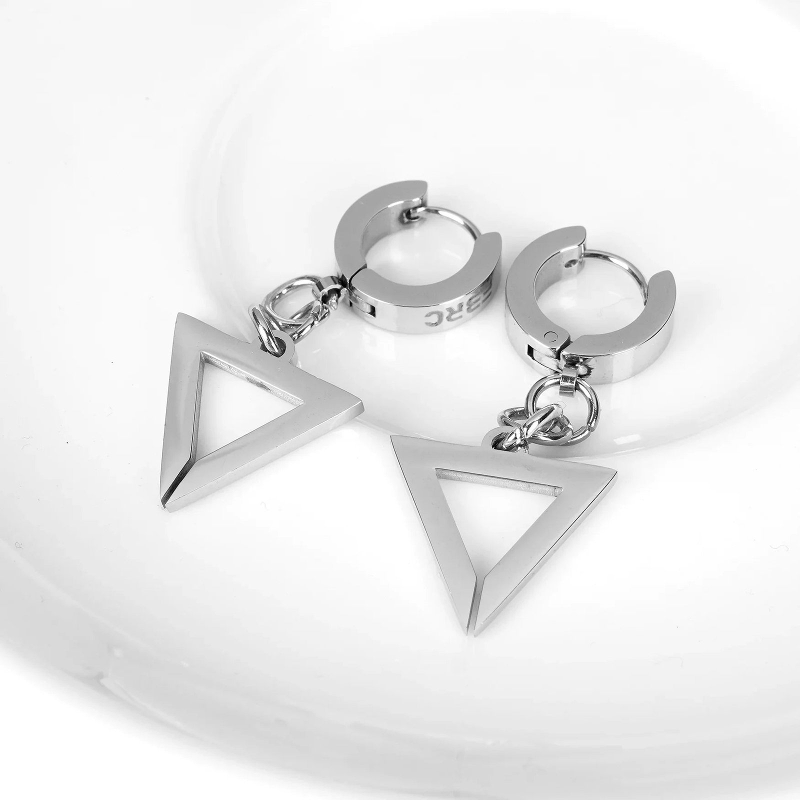 TR-08 Steel Triangle Earrings 3