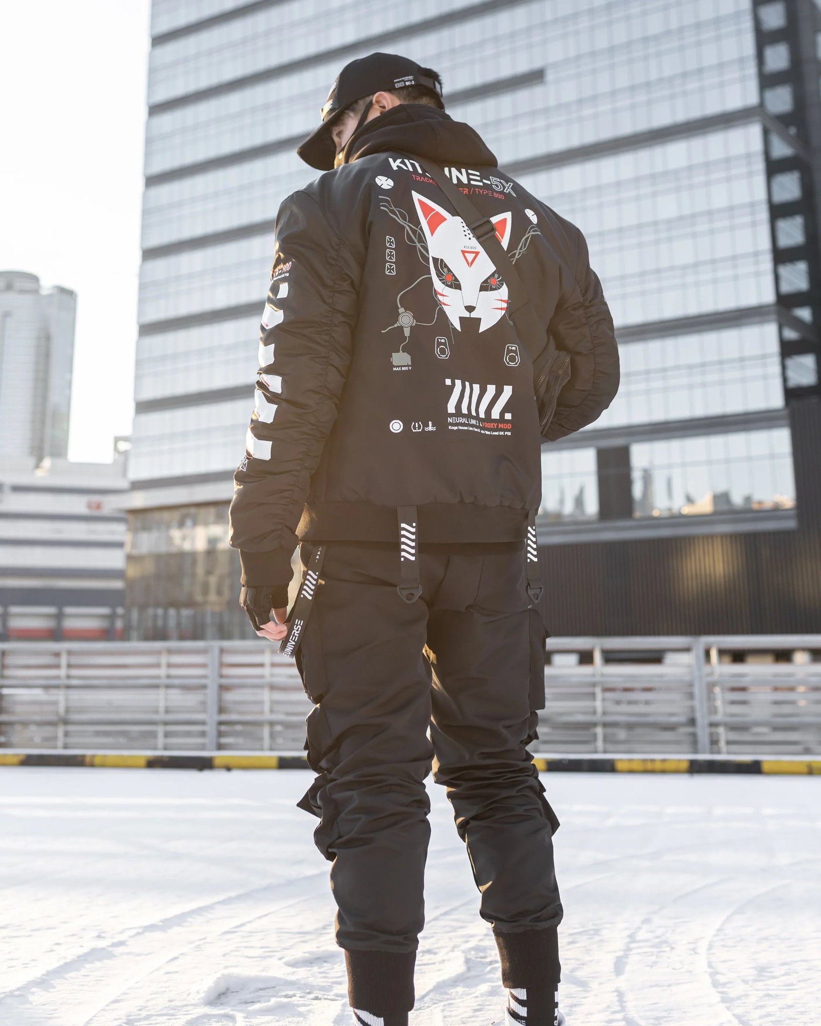 Kitsune-5X Black Bomber Jacket 6