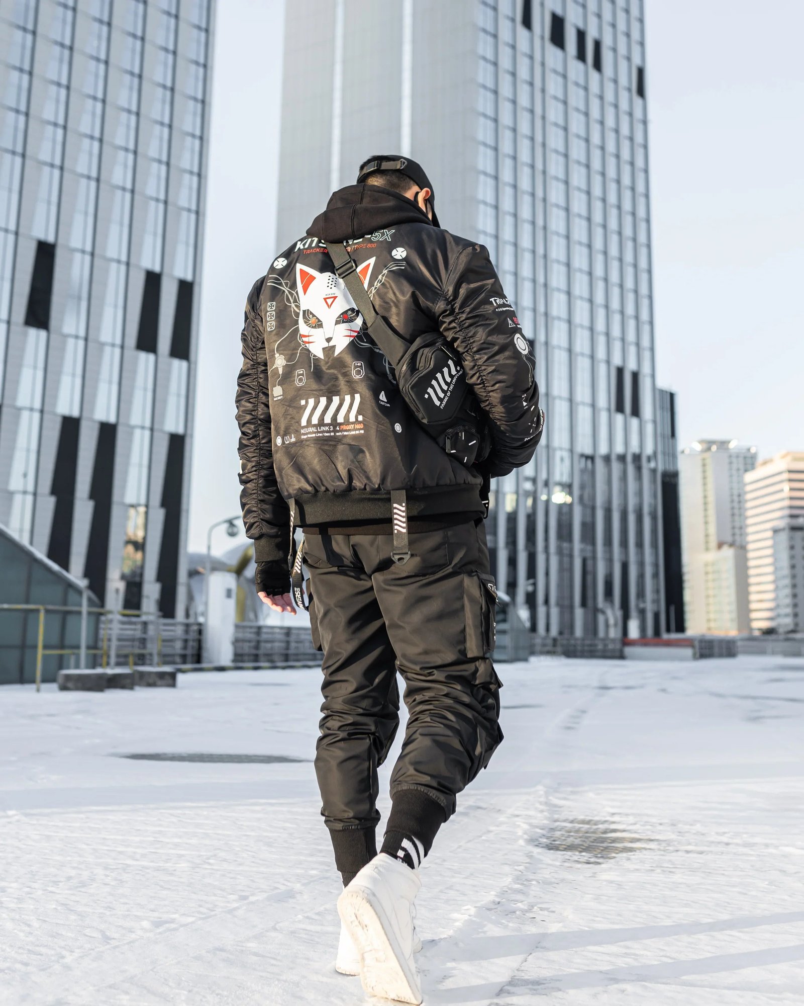 Kitsune-5X Black Bomber Jacket 7