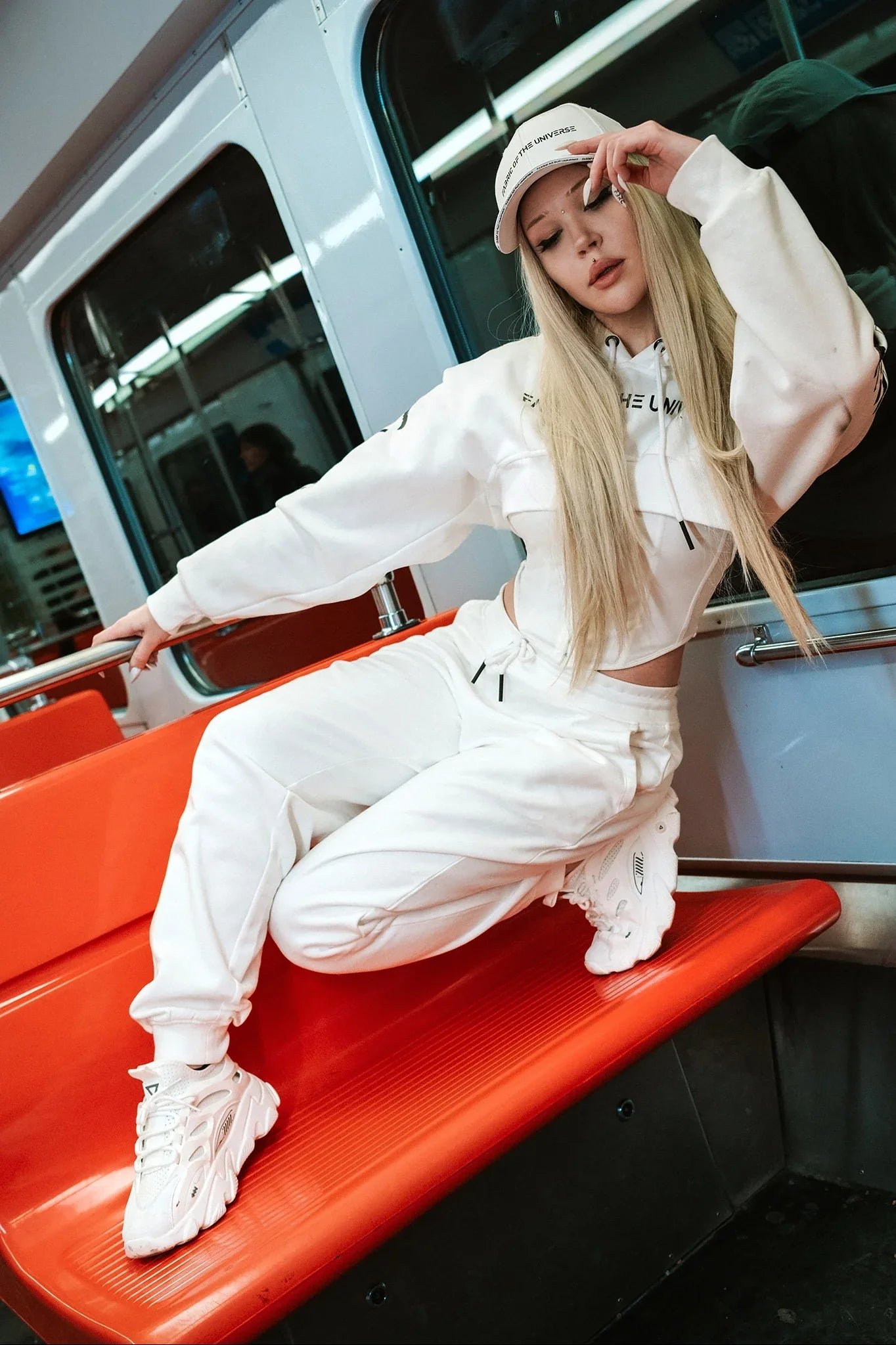 Augmental White Super Crop Hoodie 3