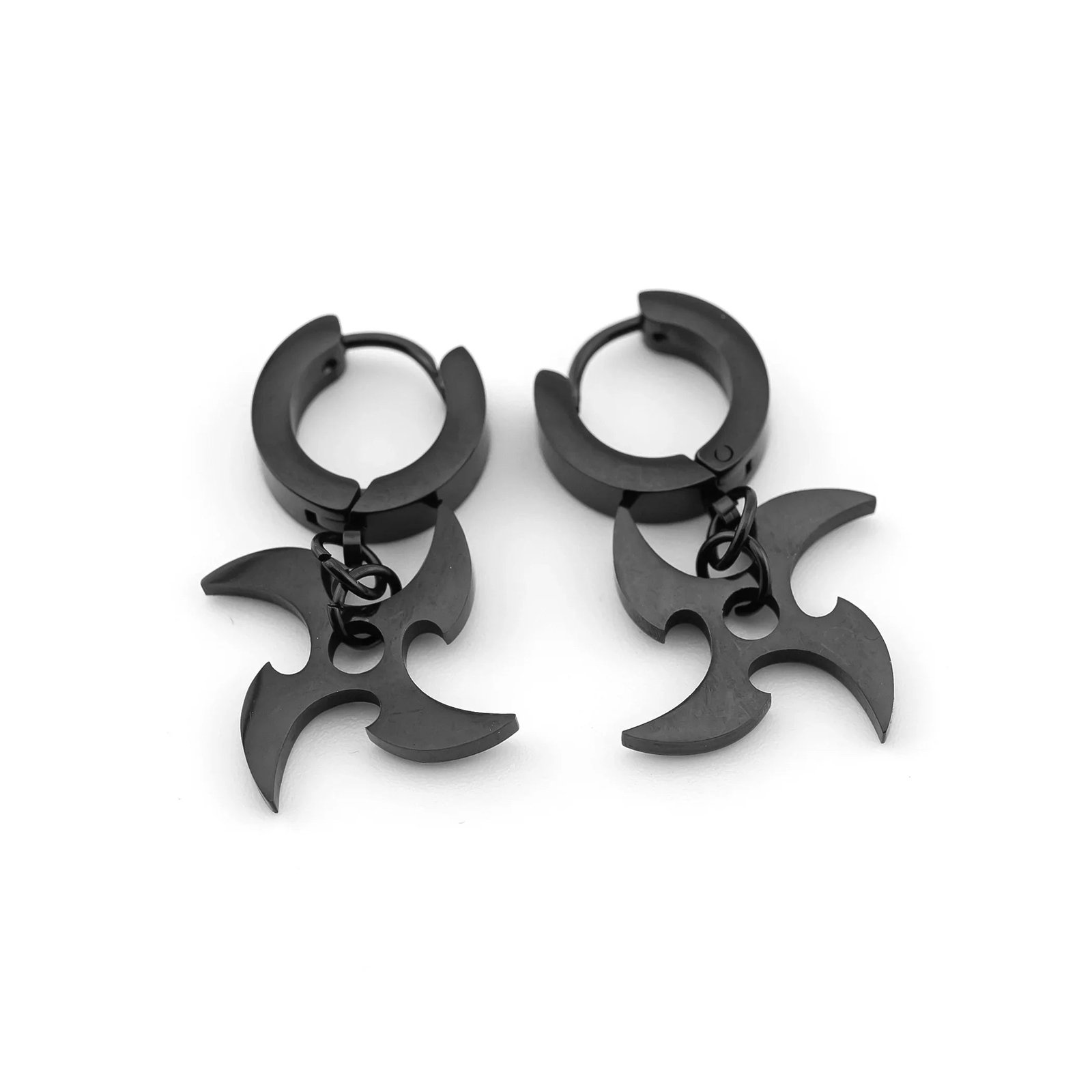 SRK-02C Black Shuriken Earrings 3
