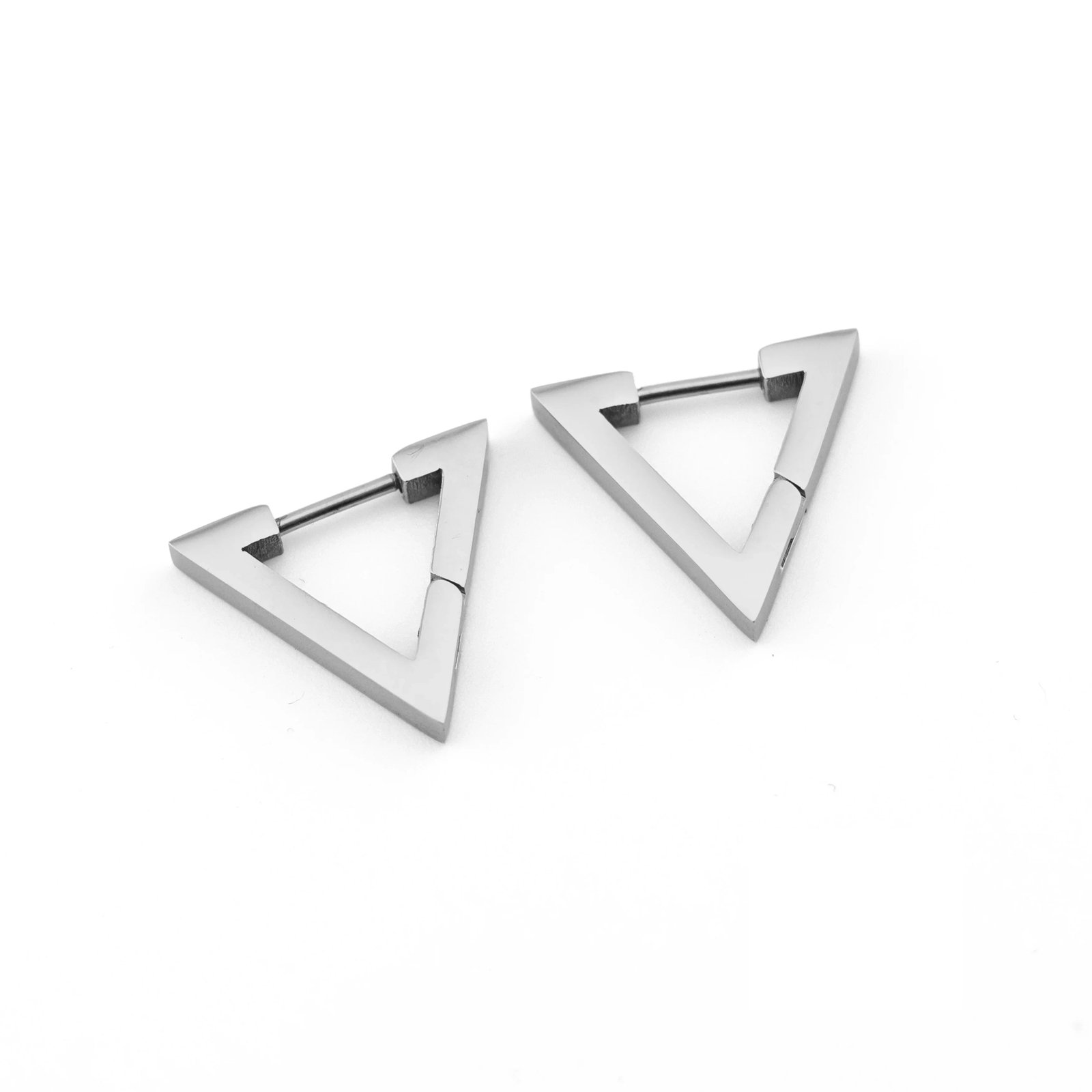 Triangle Silver Stainless Steel Earrings 2