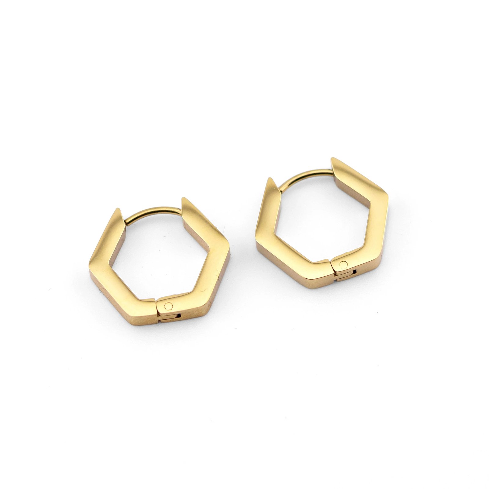 Hexagon Gold Stainless Steel Earrings 2