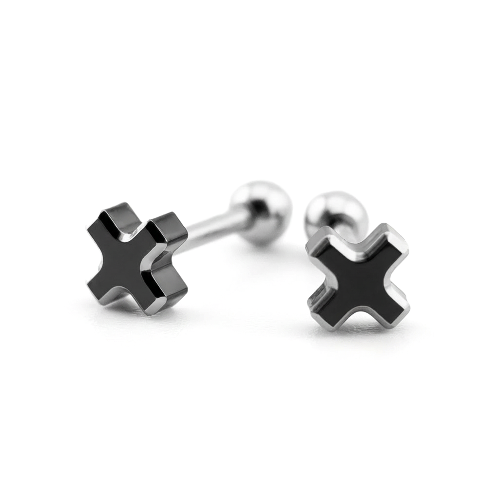 Cross Stud Stainless Steel Earrings 2