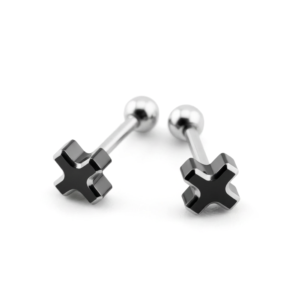 Cross Stud Stainless Steel Earrings 3