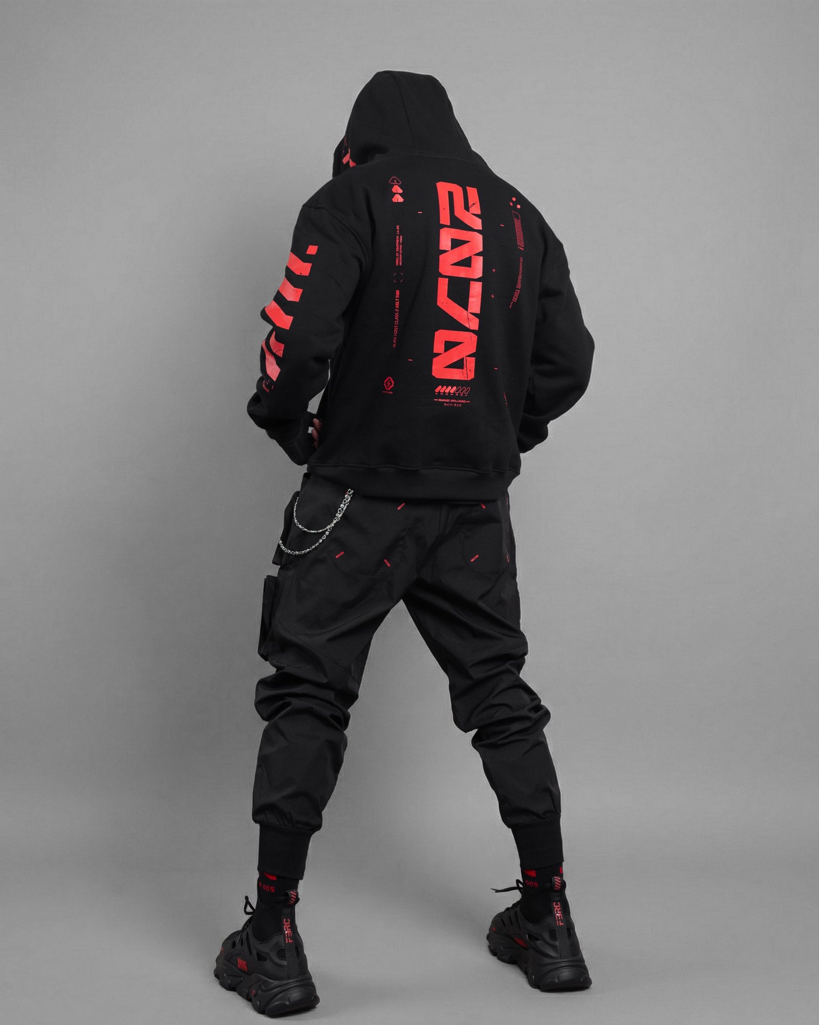 Y-2070 Black Red Hoodie 4
