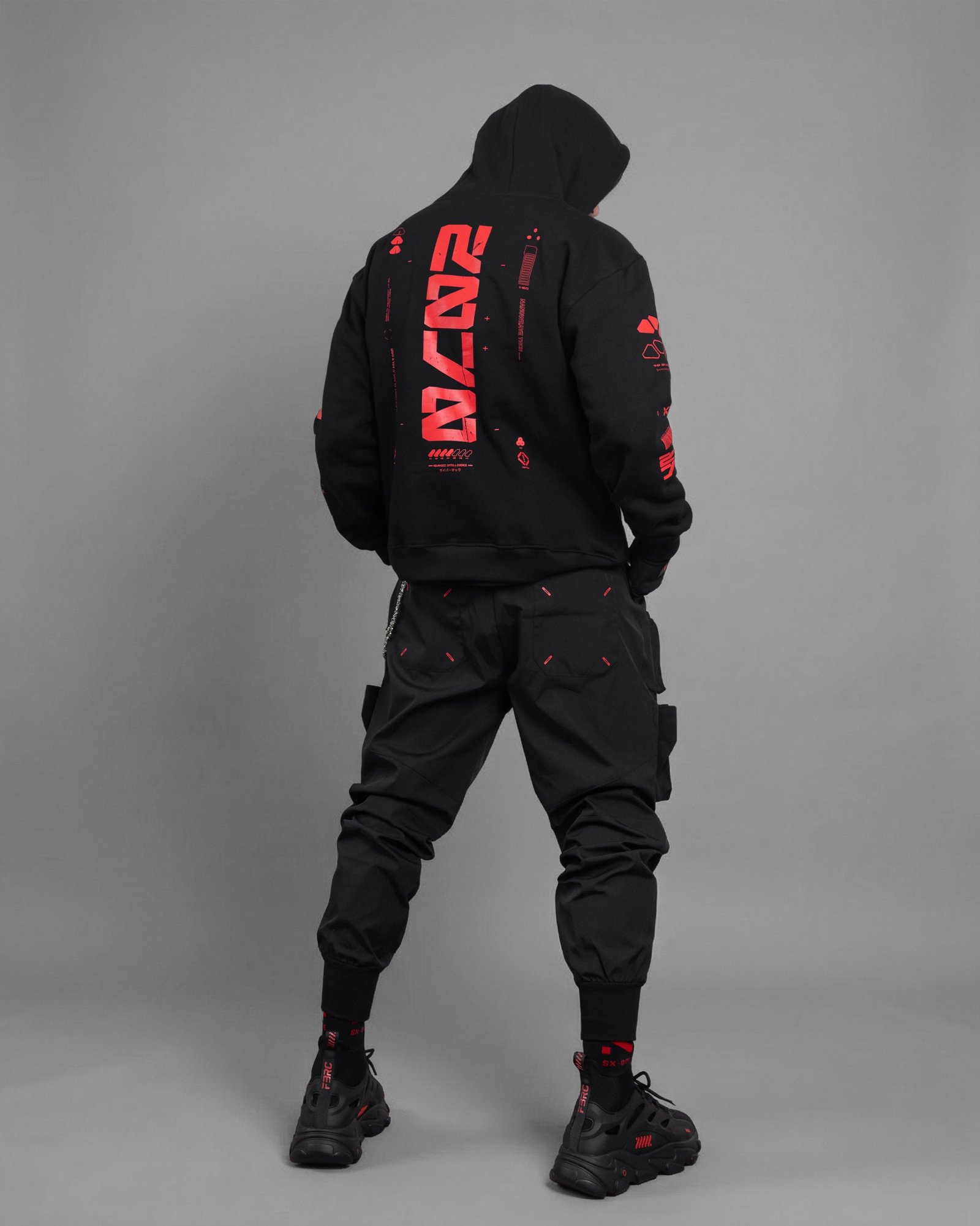 Y-2070 Black Red Hoodie 5