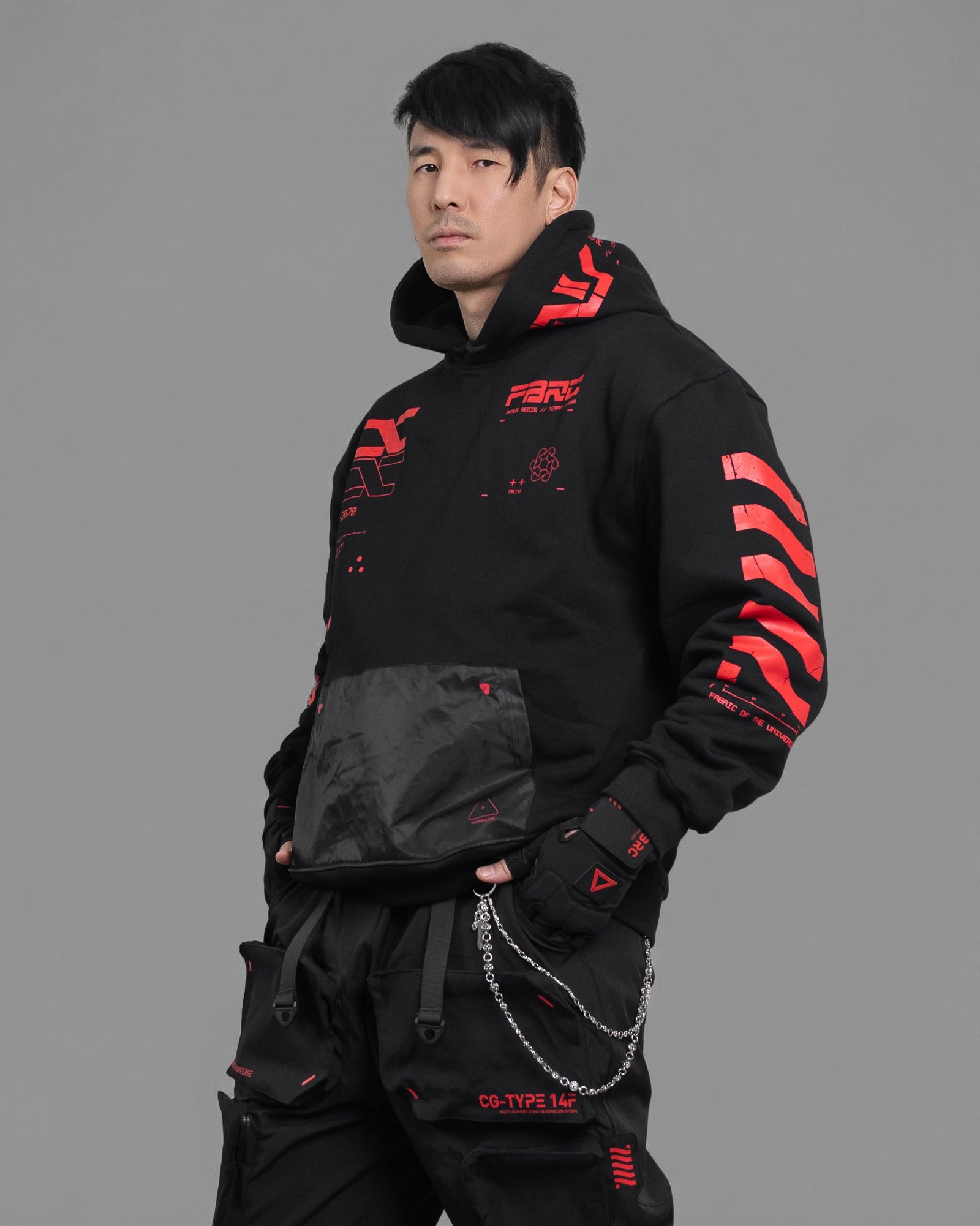 Y-2070 Black Red Hoodie 6