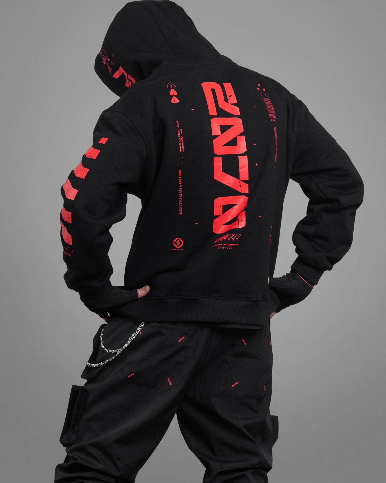 Y-2070 Black Red Hoodie 7