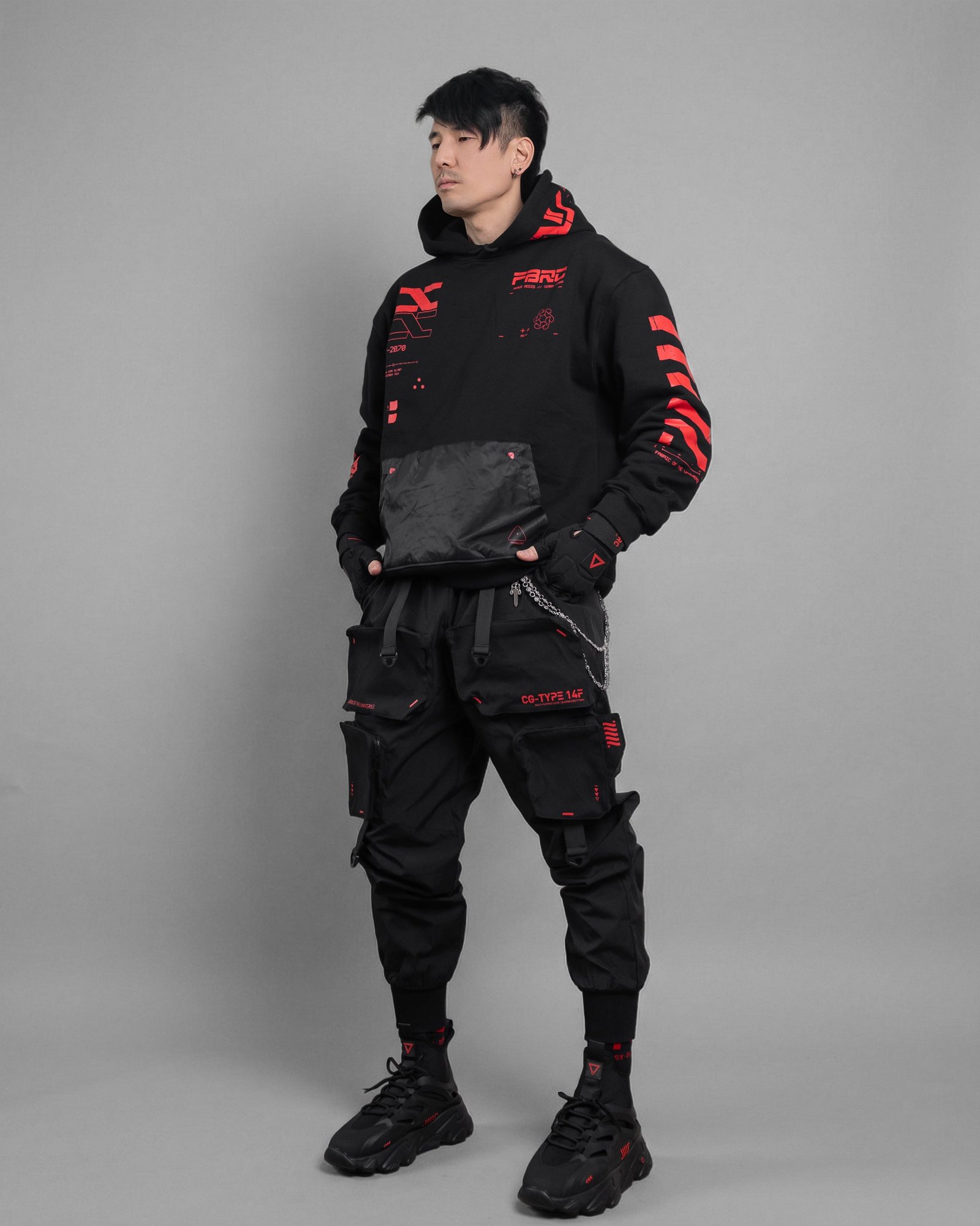 Y-2070 Black Red Hoodie 8