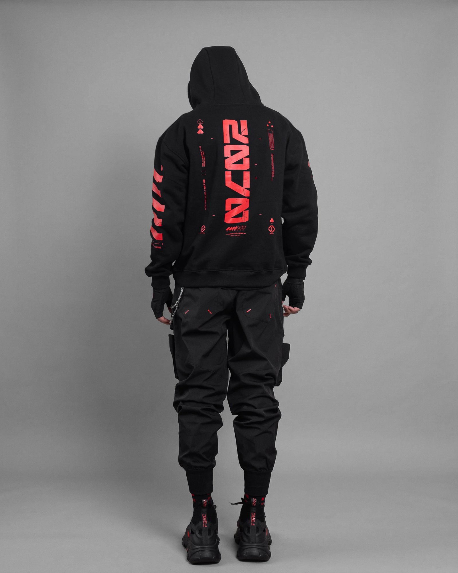 Y-2070 Black Red Hoodie 9