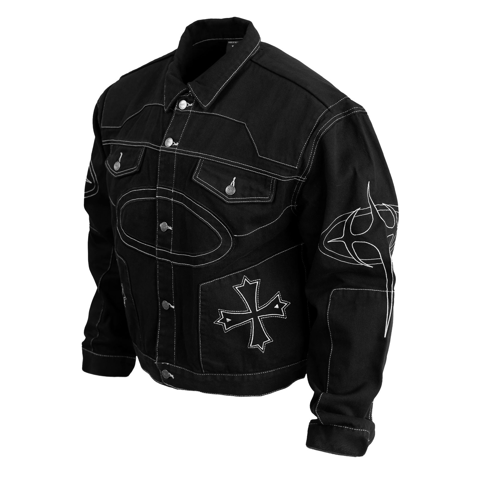 BRE-Cross Black Denim Jacket 5