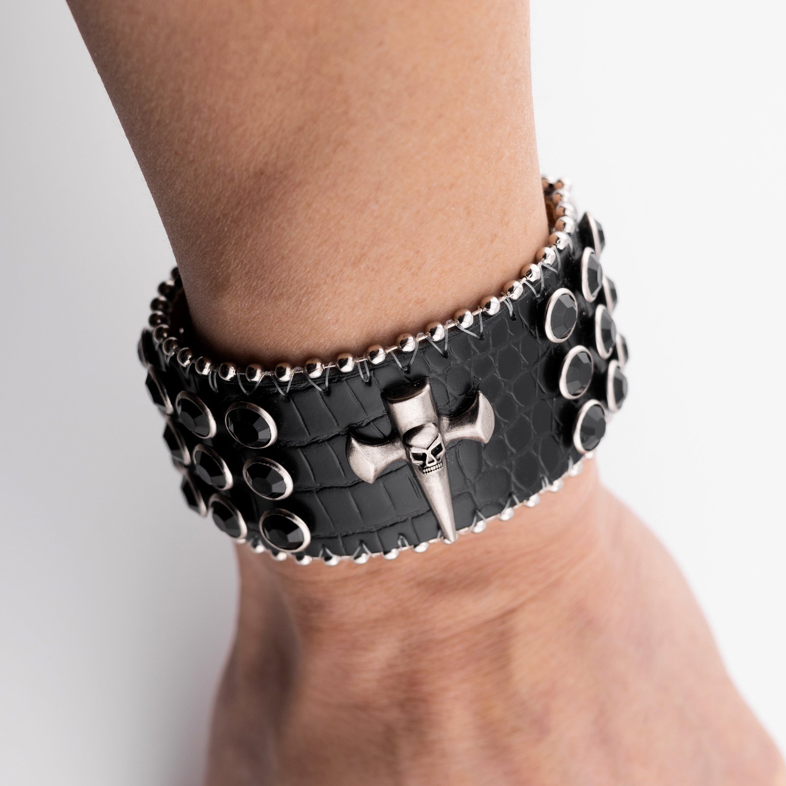 Stone Studded Pleather Bracelet 5