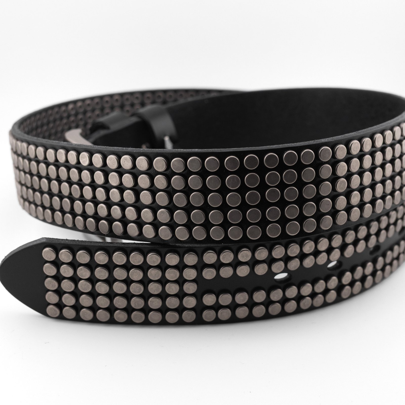 Array Studded Black Leather Belt 2